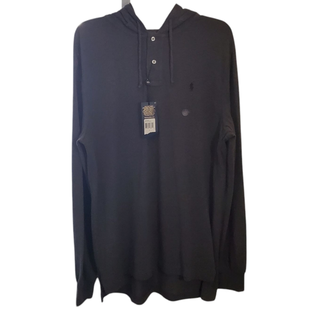 POLO Ralph Lauren Gray Longsleeve Cotton Hoodie Knitted Shirt **RUNS LONG